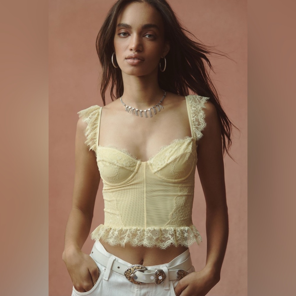 Mucci Postiano Ruffle Corset Top - Yellow